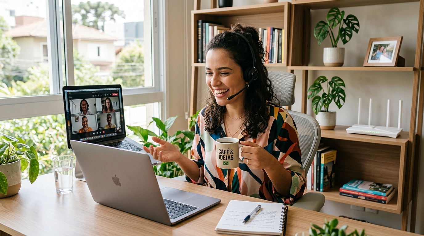 Profissional trabalhando em home office com alta velocidade Dominet